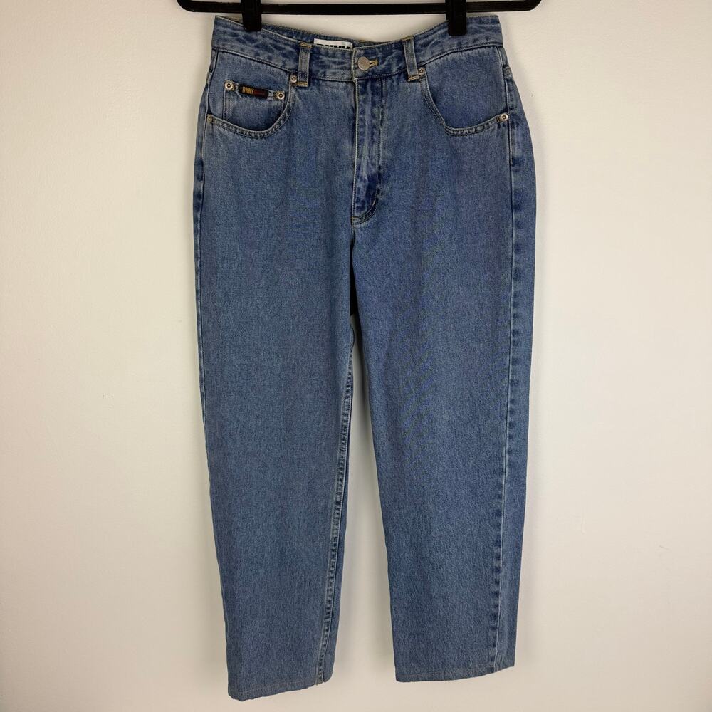 DKNY Jeans Womens Retro Y2K High Rise Medium Wash 100% Cotton Mom Jeans 10